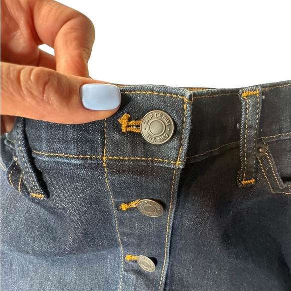 Gap 1969 Button Front Denim Mini Skirt 26 | Y2K Retro High Rise Jean Skirt D165 - Picture 2 of 8